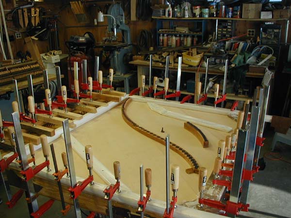 Glueing A New, Custom Soundboard into an Upright Piano